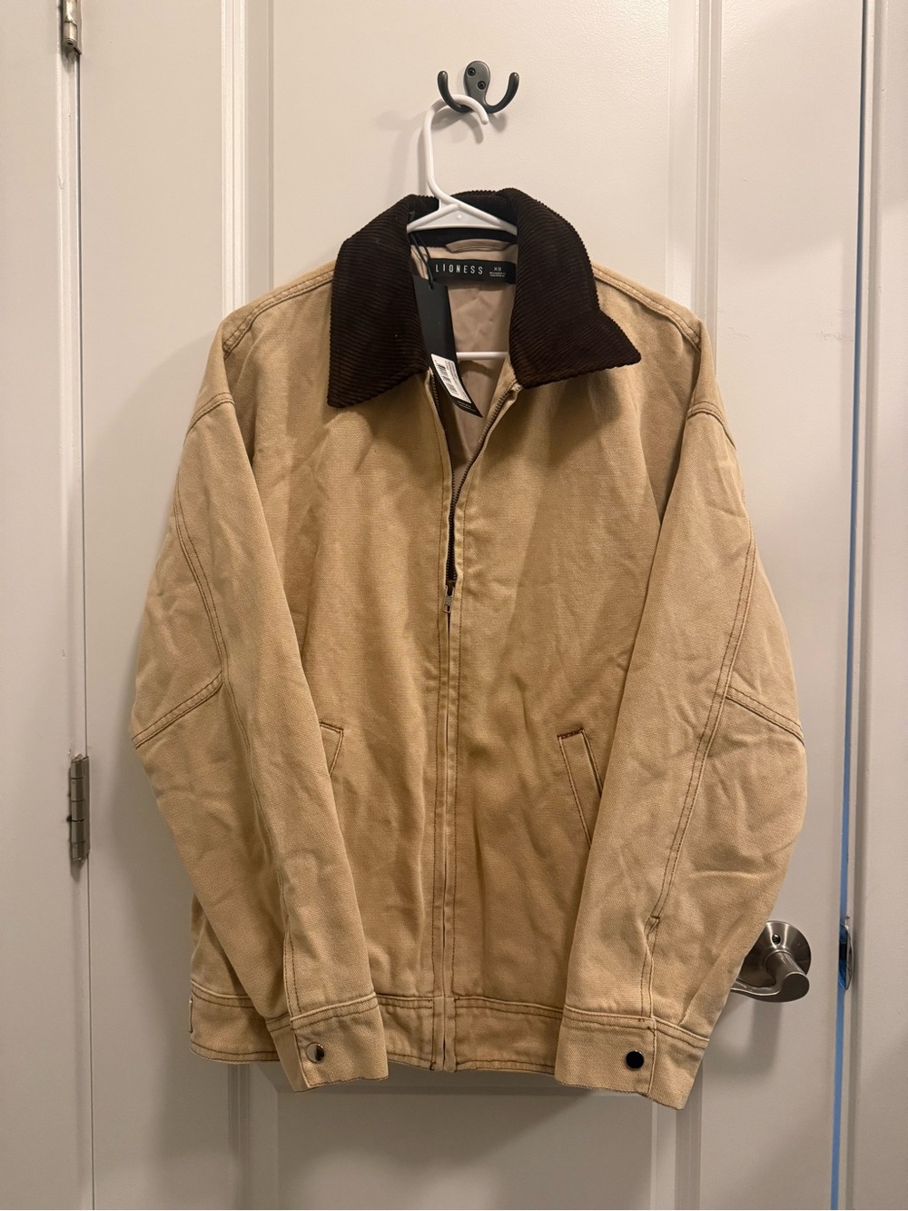 NWT Lioness Tan Canvas Field Jacket with Dark Brown Corduroy Collar - Picture 4 of 4